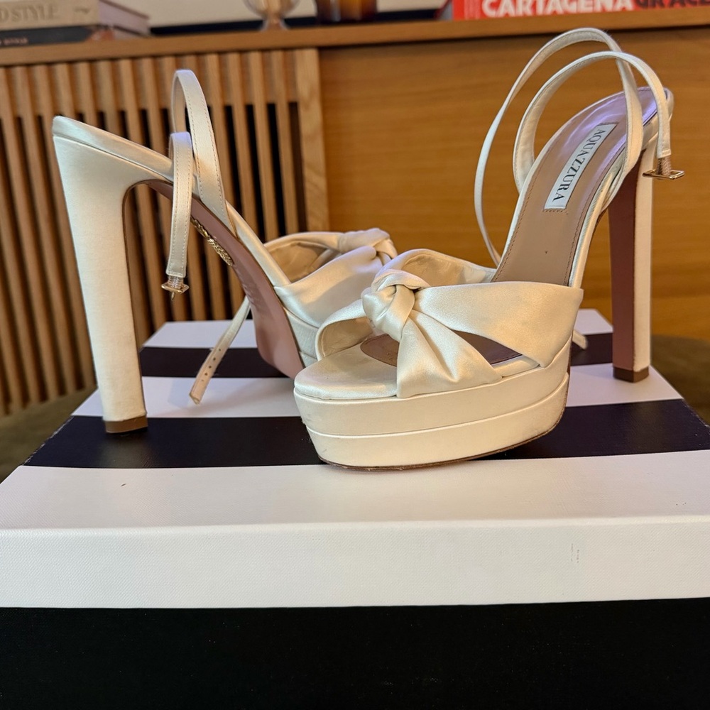 Aquazzura Cream Platform Heels